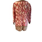 JM Collection 100% Linen Pink, Brown & White Abstract Print Tunic Size 14 Photo 4