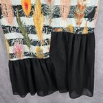Takaya Siam Black Short Sleeve Maxi Feather Print Sheer Ruffle Dress Medium Photo 7