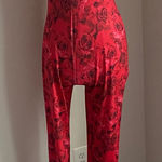SheIn  Red Floral Jumpsuit Womens Sz Large Strapless Peplum Ankle Photo 0