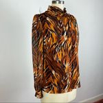 Julie Brown  Tie Neck Tiger Print Button Front Blouse Photo 1