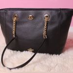 Coach  Turnlock Chain Black Leather Tote Bag Photo 2