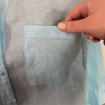 Chico's Chico’s No-Iron Linen 3/4 sleeve sheer Shirt in bright baby blue size US 10 Photo 6
