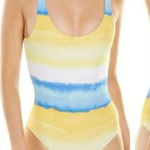 ONIA NEW ‎ Rachel Watercolor Stripe Scoop Back Swimsuit, size M Photo 0