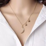 Moon & Stars Charm Gold Silver Necklace Dainty Photo 2