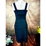 David's Bridal Form Fitting Dress Beaded Collar Black 8 Photo 6