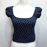 Brandy Melville  Navy Blue Dainty Floral Cropped Eden Top Photo 0