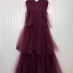 Lulus NWOT  Unforgettable Poise Plum Purple Tulle Bustier Tiered Maxi Dress Sz L Photo 5
