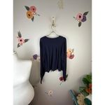 Free People  Navy Textured Back Pleated Blouse - Size - Large Photo 1
