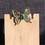 Butterfly Emerald + Rhinestone Fashion Brooch, Pin, Festive, Sparkly Green Photo 1