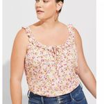 Torrid Floral Ruffle Tank Top Size 1 Boho Cottagecore Crinkle Gauze NWT Photo 0