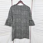 ZARA Houndstooth Check Bell Cuff Shift Mini Dress Black Cream Medium Photo 9