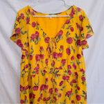 M by Marled Yellow Floral Print Short Sleeve V Neck Maxi Dress size large Photo 3