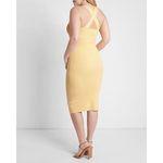 EXPRESS Body Contour Cross Back V Wire Pale Yellow Midi Stretch Dress Medium Photo 10