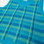 Esprit Vintage 70s  Teal Plaid Knit Sweater Vest Photo 3