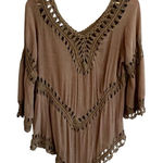 Active USA  Womens Boho Crochet Coverup Top Size M/L Hippie Beach 70s Festival Photo 0