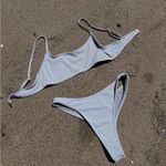 Morning Dip Silver Gray Ribbed Bikini Bathing Suit Set XS Photo 0