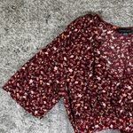 American Eagle Crop Short Sleeve Sz S Red Floral Photo 2