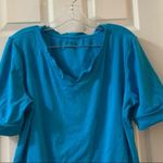 Ellen Tracy  Blue Scoop Neck Short Sleeve Blouse XL Photo 4