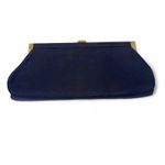 VINTAGE Clutch Evening Bag Purse MCM Mid Century Navy Blue Gold High Quality Photo 4