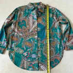 Hinson Wu Gemma Long Sleeve Teal Paisley Print Shirt Size S NWT Green Photo 8