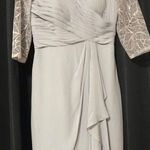 JJ's House JJ’s House Silver Cascading Chiffon Ruffle Lace Sequin Cocktail Dress Sz. 6 New! Photo 4