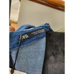 ZARA Women's Blue Denim Cotton V-Neck Balloon Sleeve Knee Length Dress Size XS Photo 10