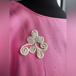 Vintage handmade 50/60s pink beaded cap sleeve formal maxi dress, size small Photo 5