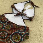 One Piece Women's Sexy  Swimwear Deep V Halter Backless Swimsuit Photo 5