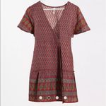 Raga Avah Floral Faux Boho Wrap Mini Dress color Wine size LARGE BRAND New Photo 4