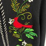 Vtg Hampshire Studio Snow Black Cardinal Embroidered Zip Up Cardigan Sweater L Size L Photo 2