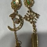 Gold Asymmetrical Mixed Jewel Drop Earrings Photo 5