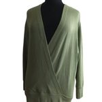 Athleta  Parana V Neck Wrap Sweatshirt Cardigan/ Eucalyptus Olive Oversized Nwot Photo 4