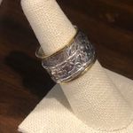 Sterling Silver Bicolor Two Tone Engraved Spinner Ring 7-1/4 Photo 4