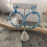 Tortoise Blue Acrylic Double Hoop Earrings Blue Photo 4