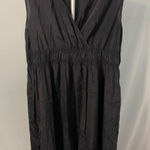 DKNY  Donna Karan Black Purple Sleeveless Dress V‎ Neck Elastic Waist Women's L Photo 0