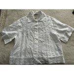 Madewell  Short Sleeve Collared Embroidered Lace Button-Up Shirt White Size M Photo 4