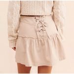 Free People  mini skirt ruffled tiered pleated lace-up boho XS Photo 6