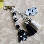 Star Wars Beaded Darth Vader Stormtrooper Purse Bag Charm Keychain Silver Photo 0