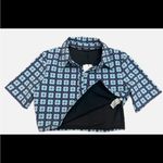 ZARA  Geometric blue/violet collared crop top. Size Medium Photo 2