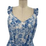 Intermix  Jude‎ Floral Print Midi Dress White Blue Cotton Silk Size 14 Photo 4
