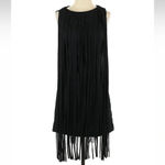 Kate Moss TopShop Black Fringe Punk Rock Glam Cocktail Party Dress Size Small S Photo 4