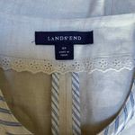 Lands' End Clasp Front Jacket 10P Tan Linen Pockets Nautical Coastal Grandma Photo 5