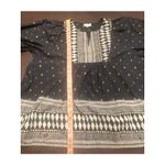 World Market Boho Peasant Tunic Top S/M Black Gold Geometric Print Long Sleeve Size M Photo 7