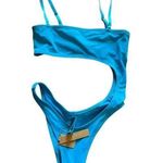 SKIMS Strapless Monokini Swimsuit Turquoise Blue Size Small Photo 3