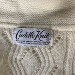 Vintage Women’s Cuddle Knit Ivory White Poncho One Size Fringe Edge Collared Photo 7