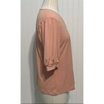 JM Collection Puff Sleeves Tee Shirt Top V-Neck Stretchy Pink Sunstone Small Photo 3