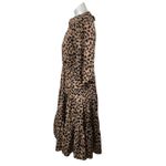 Lilac Brown Leopard Animal Print Collared Puff 3/4 Sleeve A Photo 1