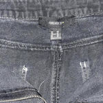 Forever 21 Mini black denim skirt with white stitching Photo 3