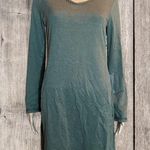 Max Studio Topstitched Long Sleeve Sweater Dress in Army Small Photo 1