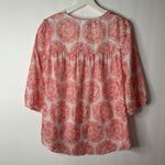 Calypso St. Barth  Size XS Blouse Top Silk Pink Floral Boho Mandala Crochet Trim Photo 8